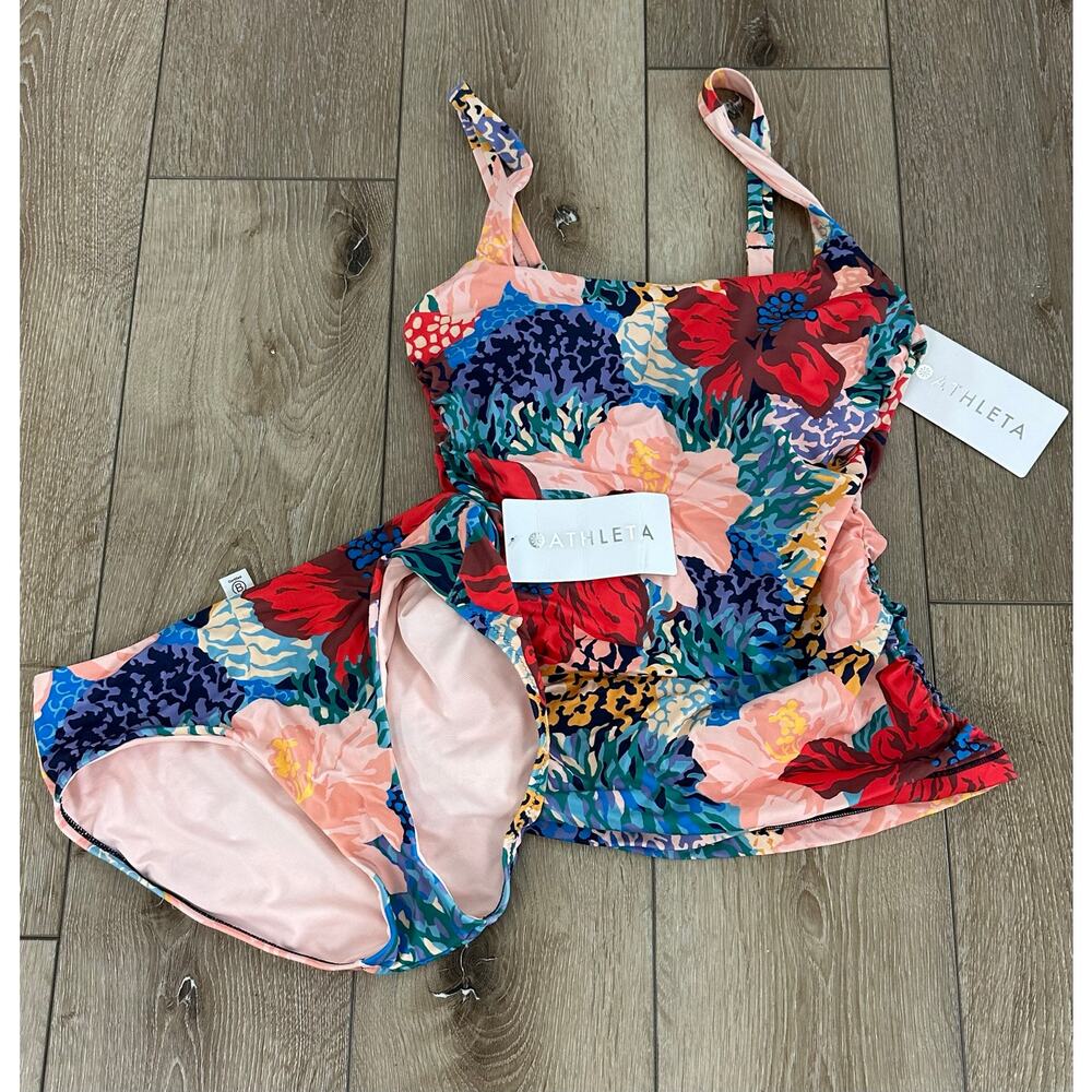 NWT Athleta Floral Tankini Set Small 32B/C Top + Small Full Bottom